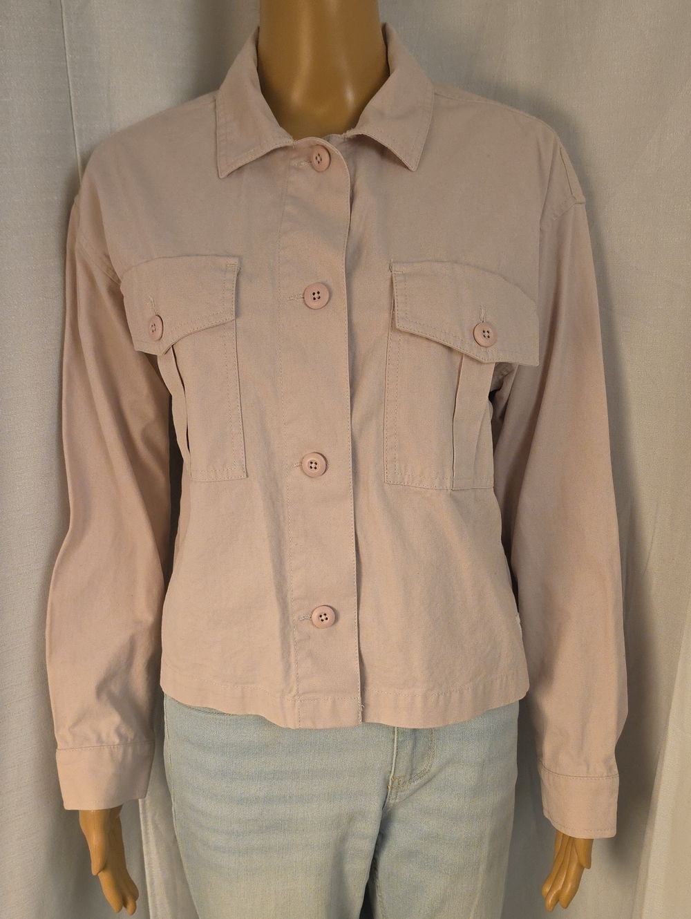 Vans "Book It" Light Pink 100% Cotton Button-Front Jean Jacket Size XS